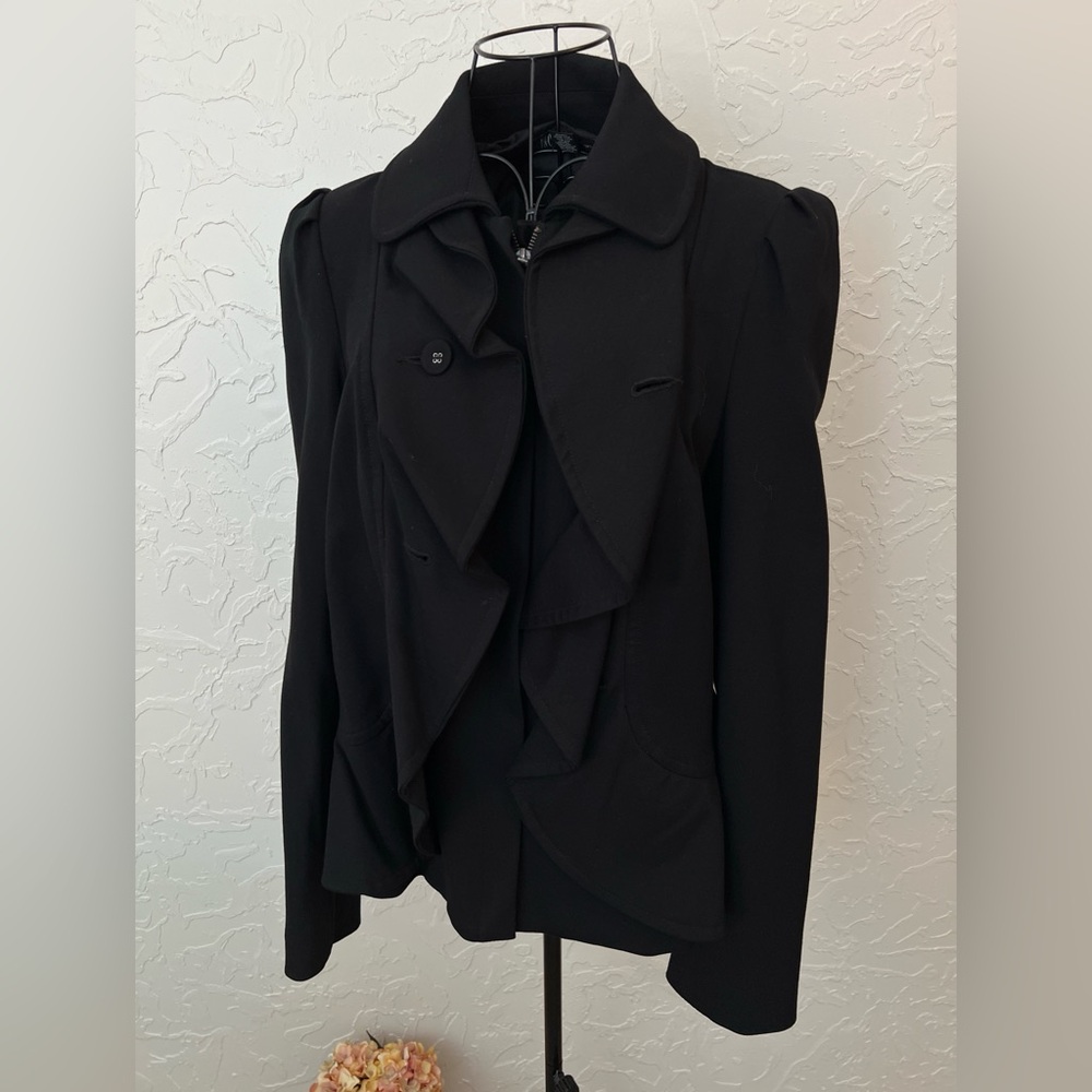 INC International Concepts Ruffled Front Jacket Zip Front Large
